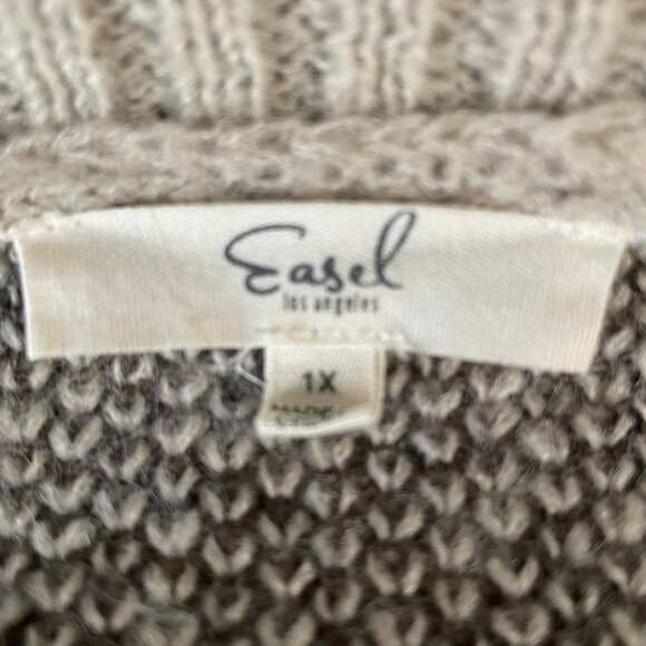 Easel 1X Colorblock Leopard Sweater Winter Coquette Soft Girl Whimsical Cozy - Picture 3 of 8